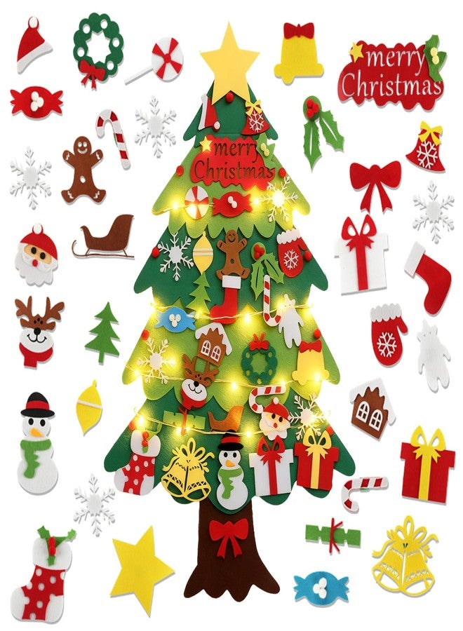 ABTOLS DIY Felt Christmas Tree with 33pcs Ornaments, Montessori Wall Hanging Xmas Tree Decorations kit Xmas Gifts for New Year Handmade Christmas Door Wall Hanging Decorations - Image 1